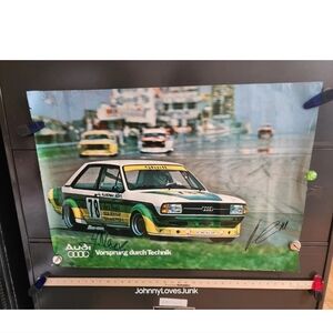Vintage Harald Ertle Autographed Audi 80 Race Poster Vorsprung durch Technik